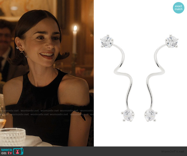 Panconesi Silver Constellation Earrings worn by Emily Cooper (Lily Collins) on Emily in Paris