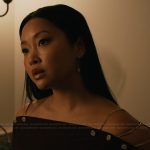 Peyton’s black chain detail top on Elsbeth