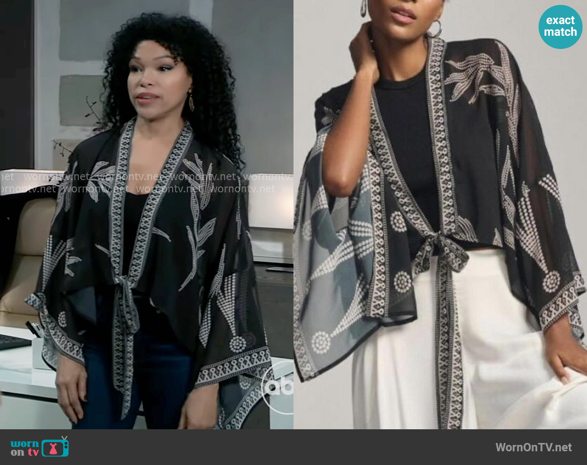 Anthropologie Tie-Front Kimono worn by Portia Robinson (Brook Kerr) on General Hospital