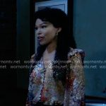 Portia’s metallic floral top on General Hospital