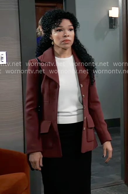 Portia’s brown jacket on General Hospital