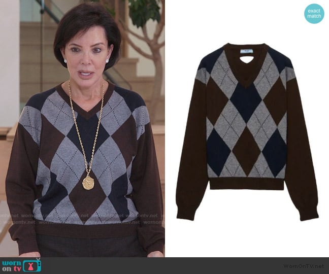 Prada Cashmere V-neck sweater worn by Kris Jenner (Kris Jenner) on The Kardashians