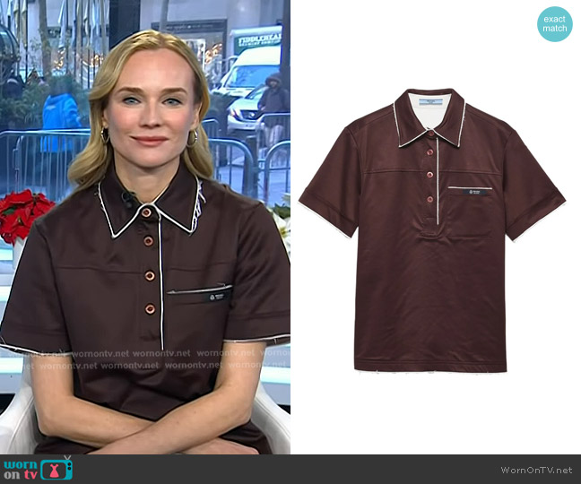 Prada Patch-pocket Raw-cut Polo Top worn by Diane Kruger on Today