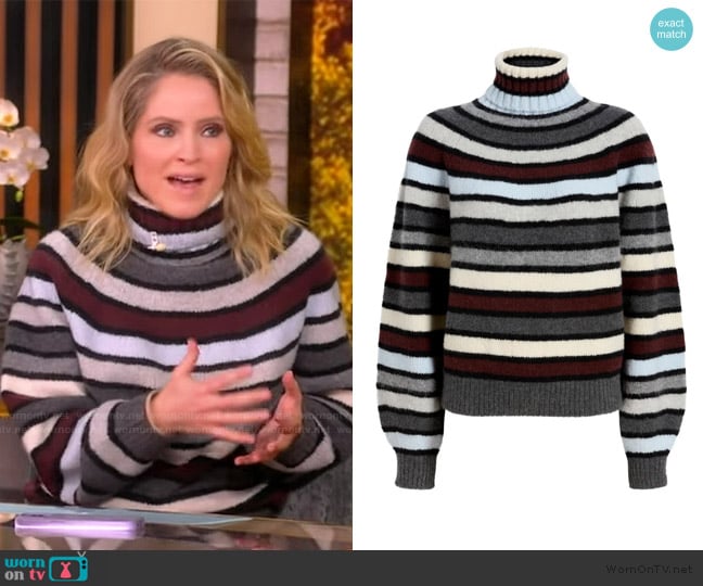 Proenza Schouler Danea Striped Cashmere-Blend Oversized Sweater worn by Sara Haines on The View