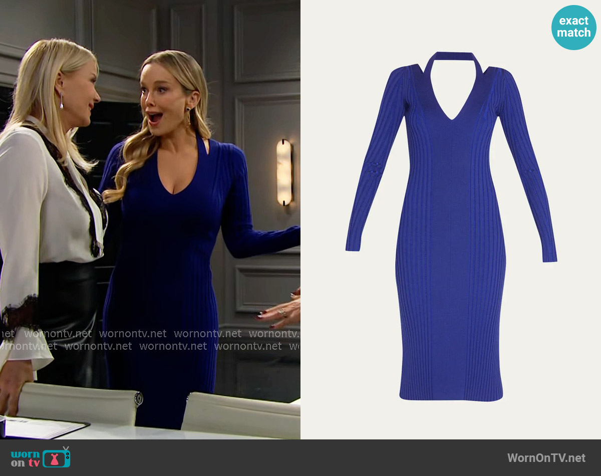 Proenza Schouler White Label Ribbed-Knit Halter Midi Dress worn by Donna Logan (Jennifer Gareis) on The Bold and the Beautiful