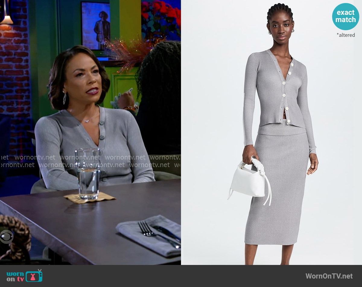 Proenza Schouler White Label Winnie Sweater In Plaited Rib Knits worn by Nicole Dupree Richardson (Daphnee Duplaix) on Beyond the Gates