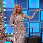 Rachel’s silver sequin floral dress on The Price is Right