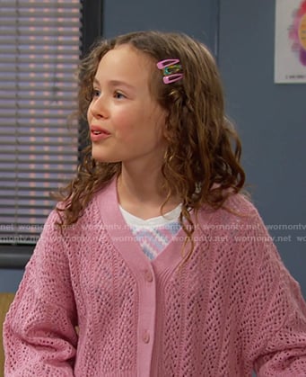 Rachel’s pink knit cardigan on Days of our Lives