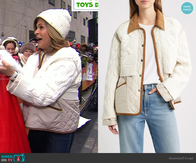 Rag & Bone Ivy Mixed Media Jacket in Ivory worn by Hoda Kotb on Today