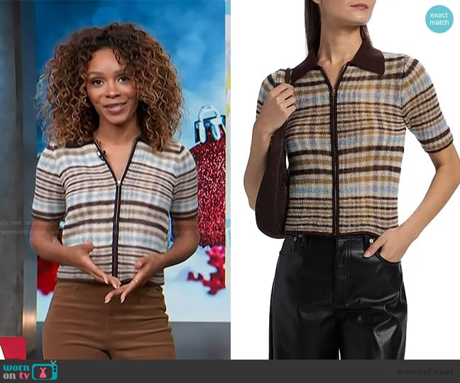 Rag & Bone Leva Zip Polo Sweater worn by Zuri Hall on Access Hollywood