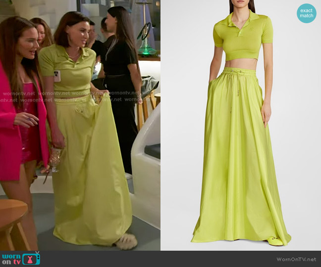 Ralph Lauren Collection Cropped Silk Jersey Polo worn by Bronwyn Newport on The Real Housewives of Salt Lake City