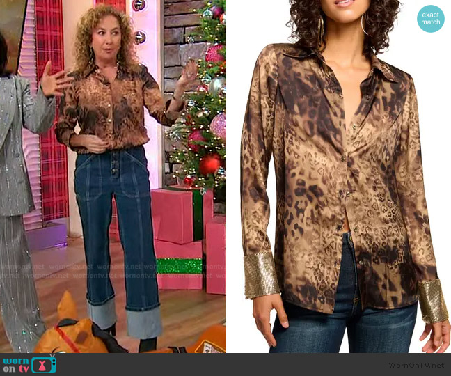 Ramy Brook Chrystal Leopard Shirt worn by Laurie Schacht on Sherri