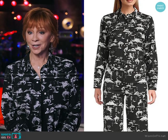 Reba Holiday Cowboy Print Shirt worn by Reba McEntire on The Voice
