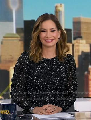 Rebecca’s black polka dot dress on Good Morning America