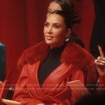Allura’s red fur collar leather coat on Alls Fair