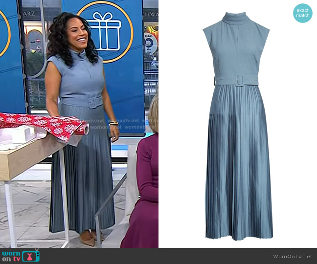Reiss Ania Belted Pleated Maxi Dress worn by Sheinelle Jones on Today