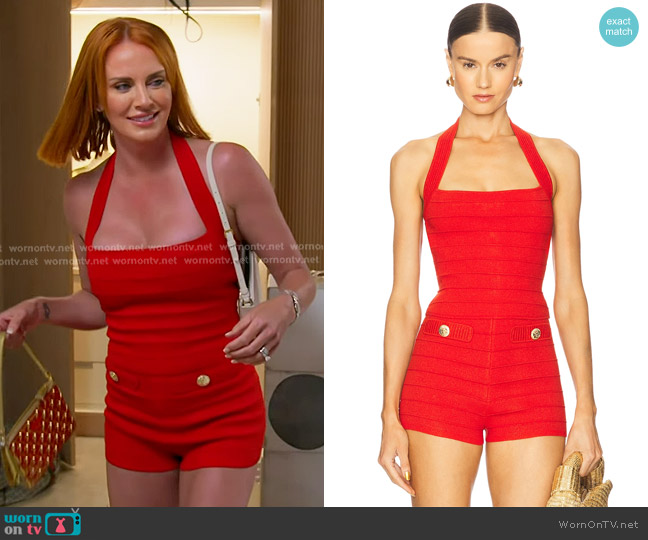 Retrofete Leslie Knit Top in Metallic Geranium worn by Whitney Rose on The Real Housewives of Salt Lake City