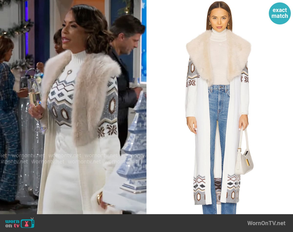 Retrofete Vail Faux Fur Cardigan worn by Nicole Dupree Richardson (Daphnee Duplaix) on Beyond the Gates