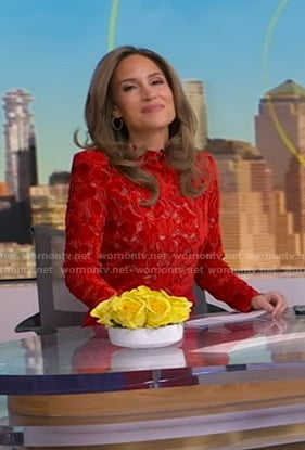 Rhiannon’s red floral jumpsuit on Good Morning America
