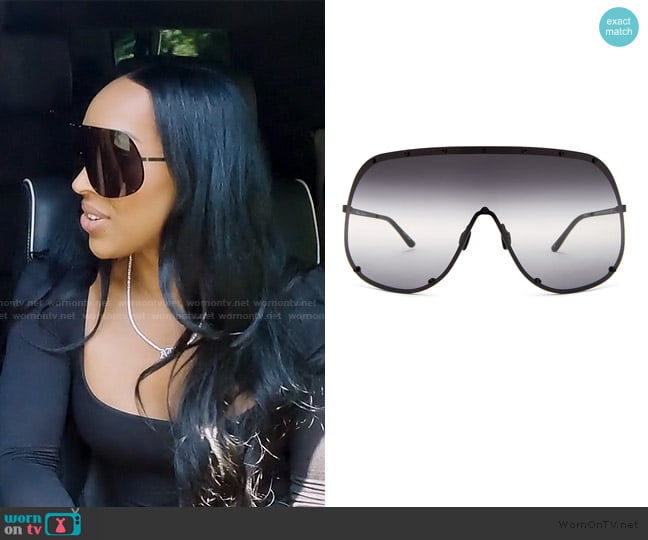 Rick Owens Shield Sunglasses worn by (Malika Haqq) on The Kardashians