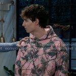 Rocco’s pink leaf print hoodie on General Hospital