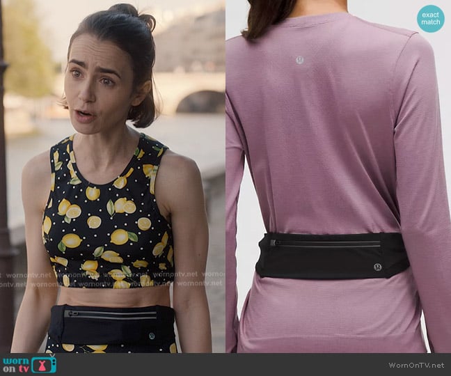 Salomon Aero Glide 3 Grvl in Sea Foam/Vanilla Ice/Nirvana worn by Emily Cooper (Lily Collins) on Emily in Paris