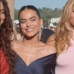 Sara Jane Nader’s navy wrap top on The Kardashians