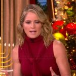 Sara’s red tie neck top and polka dot tulle skirt on The View