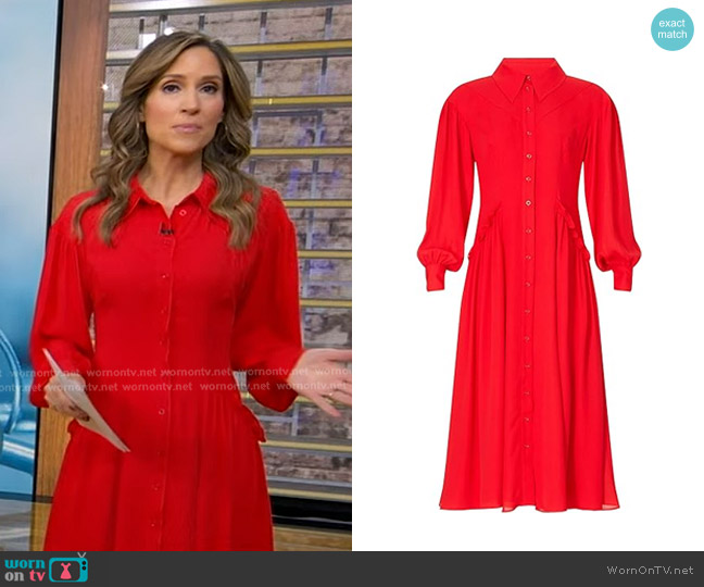 Saunders Flowing Button Front Dress worn by Rhiannon Ally on Good Morning America