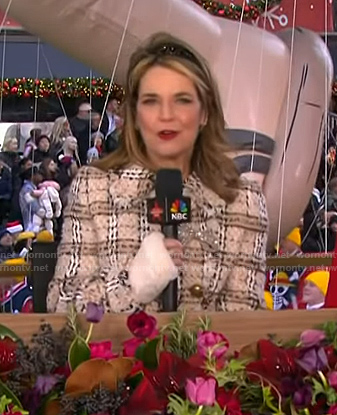 Savannah’s beige plaid tweed coat on Today