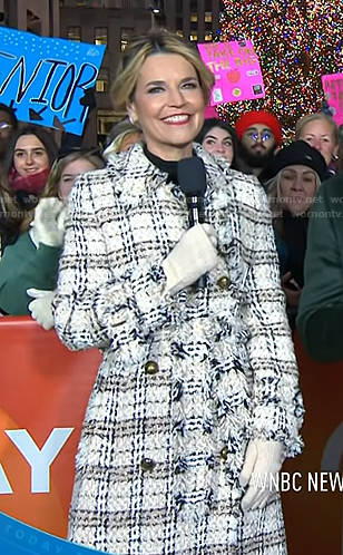 Savannah’s beige plaid tweed coat on Today