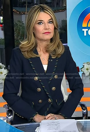 Savannah’s navy striped trim blazer on Today