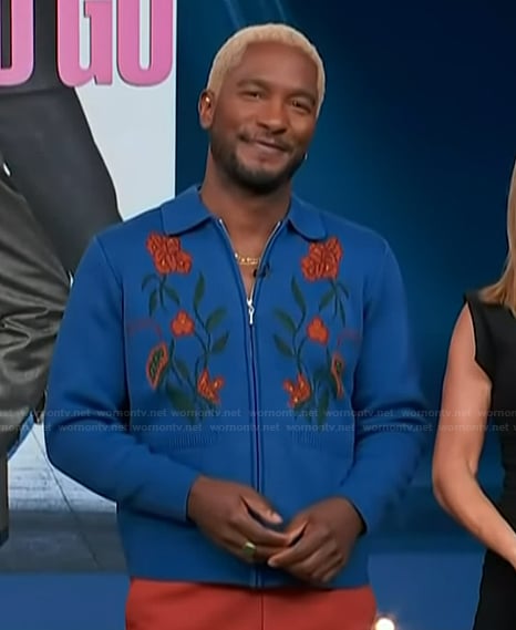 Scott’s blue floral jacket on Access Hollywood
