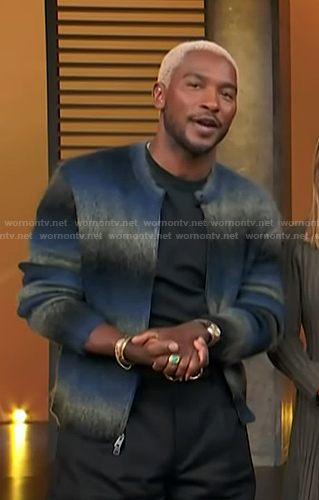 Scott’s blue ombre knit jacket on Access Hollywood