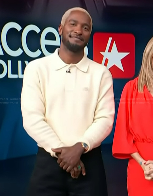 Scott’s white long sleeve polo on Access Hollywood
