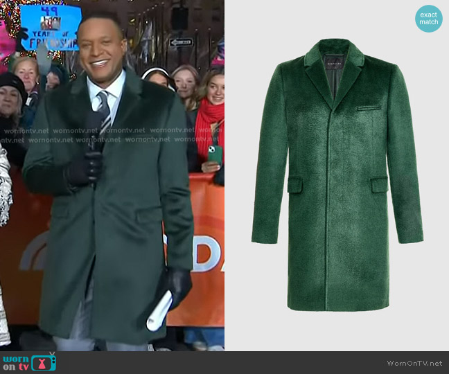 Sentaler Suri Alpaca Notched Lapel Overcoat in Deep Emerald worn by Craig Melvin on Today