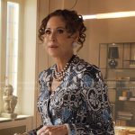 Princess Jane’s embellished floral jacket and pants on Emily in Paris