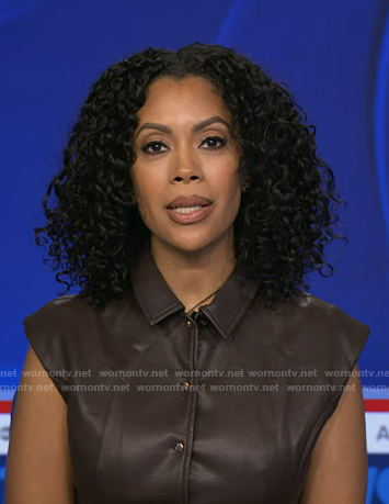 Shirleen’s brown belted leather dress on Good Morning America