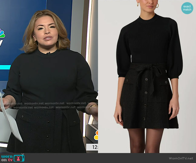 Shoshanna Tanner Tweed Knit Dress in Jet worn by Gilma Avalos on NBC News Daily
