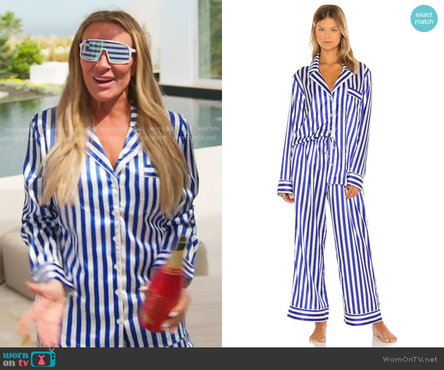 Show Me Your Mumu Classic PJ Set in Blue worn by Heather Gay on The Real Housewives of Salt Lake City