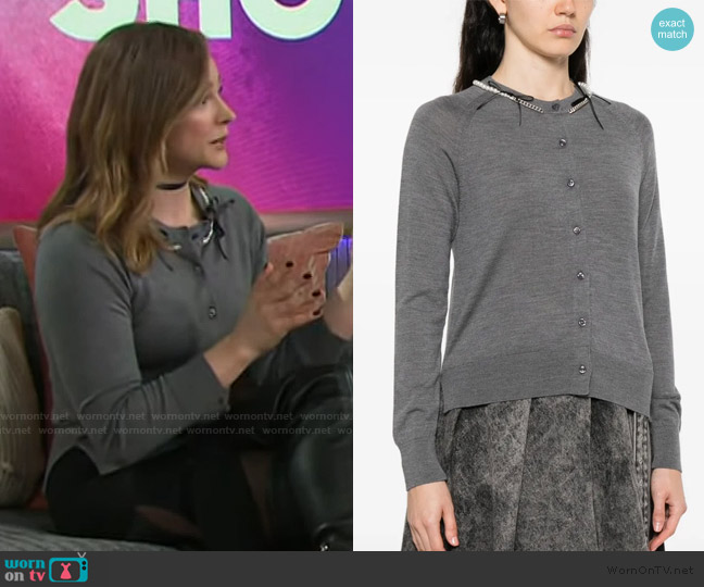 Simone Rocha Merino Wool Cardigan worn by Chloë Grace Moretz on The Kelly Clarkson Show