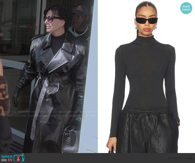 Skims Sheer Modal Long Sleeve Turtleneck Bodysuit worn by Kris Jenner (Kris Jenner) on The Kardashians