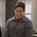 Smitty’s grey textured collared cardigan on Beyond the Gates