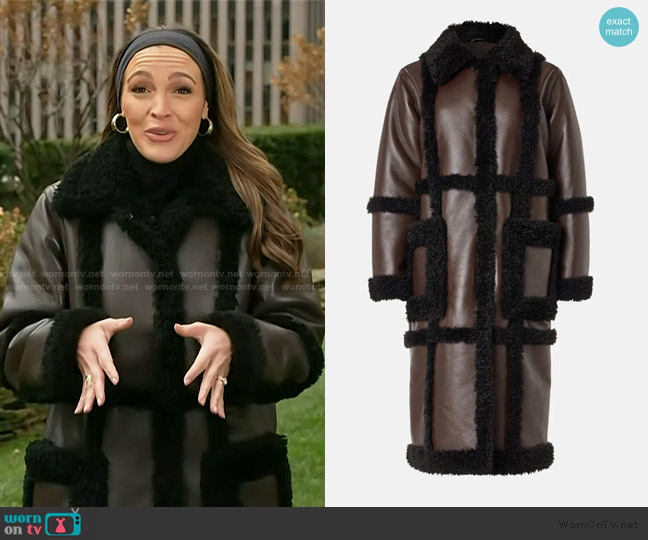 Stand Studio Patrice Coat worn by Emily Orozco on Access Hollywood