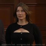 Steffy’s black button front dress on The Bold and the Beautiful