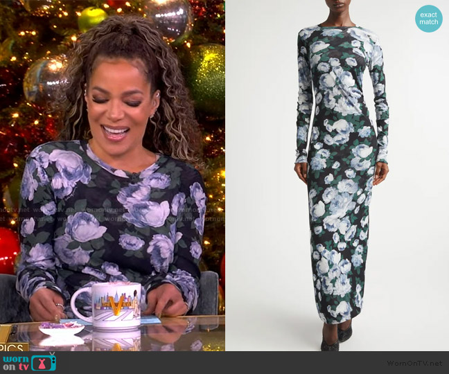 Stella McCartney Bunch Of Roses Mesh Long-Sleeve Maxi Dress worn by Sunny Hostin on The View