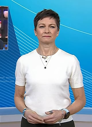 Stephanie’s white short sleeve sweater on Today