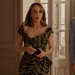 Sylvie’s ruffled zebra stripe dress on Emily in Paris