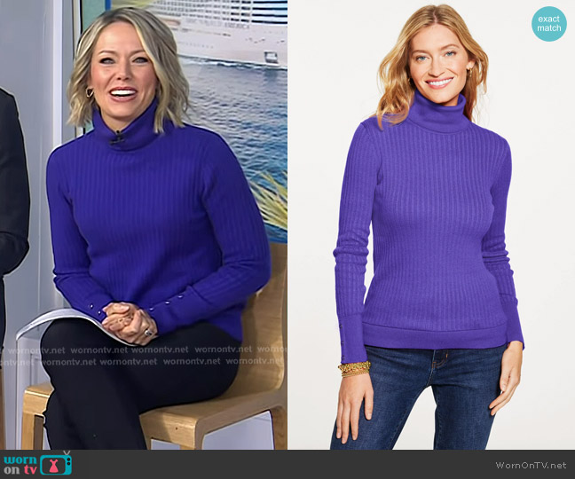 Talbots Ribbed Turtleneck Sweater in Brilliant Purple worn by Dylan Dreyer on Today