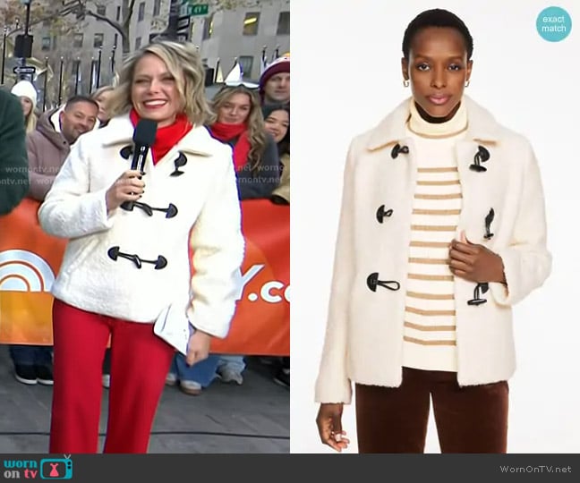 Talbots Sherpa Coat in Ivory worn by Dylan Dreyer on Today